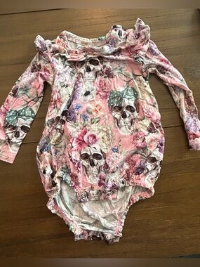 Posh Peanut Floral Skull Long-Sleeve One-Piece